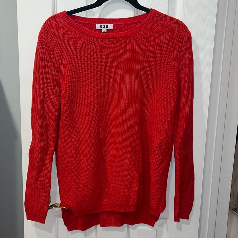 Emma Pullover in Lipstick 525 Red crewneck sweater from Revolve